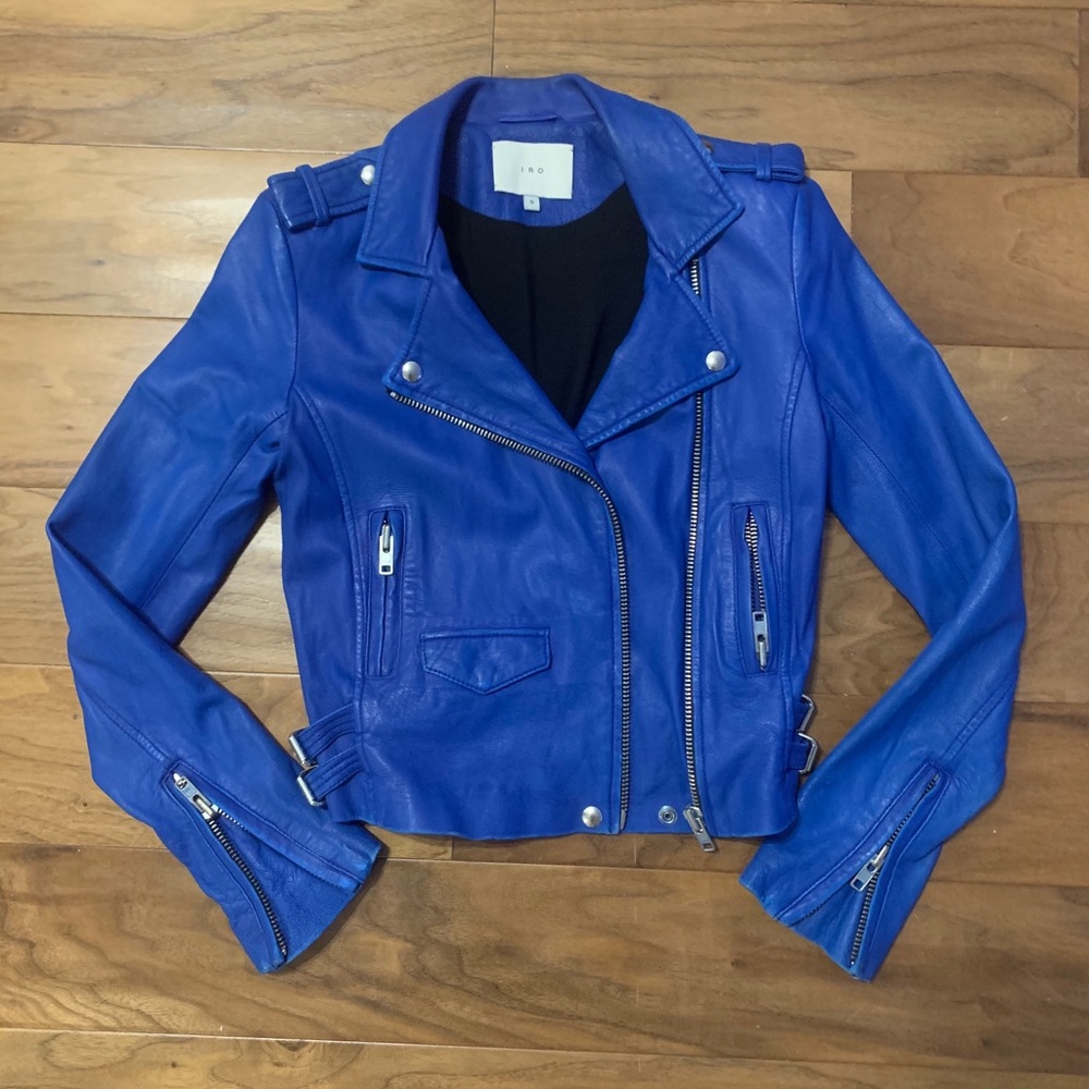 IRO Cobalt Blue Ashville Leather Jacket RARE! 0 - Picture 3 of 8